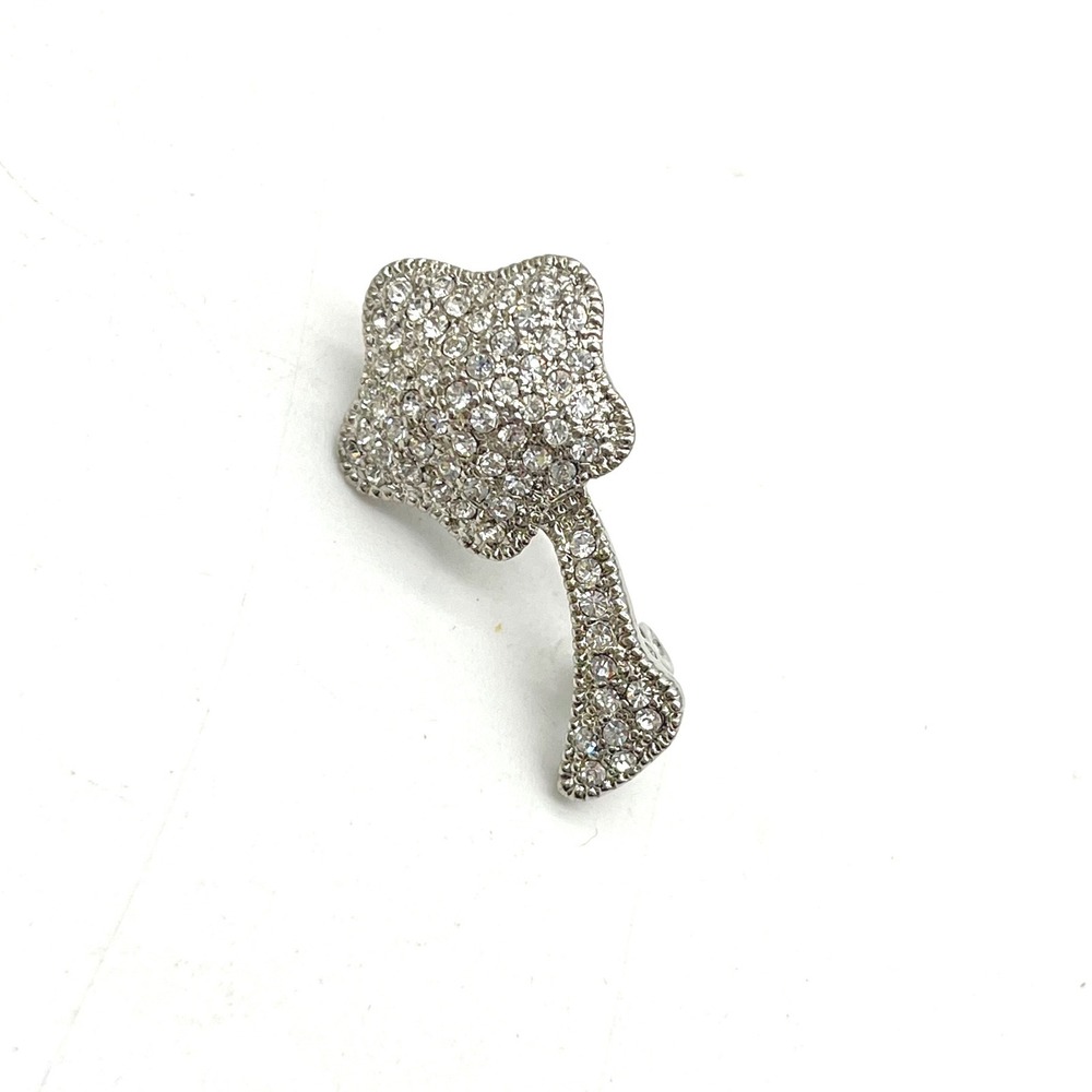 Silver Tone Rhinestone‎ Star Mushroom Brooch Pin Whimsical Fairycore Jewelry
